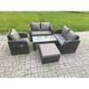 Fimous 5 PCS Garden Furniture set Rattan Outdoor Lounge Sofa Table Chair With Tempered Glass Table Dark Grey Mixed