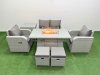 Fimous Light Grey PE Wicker Rattan Garden Furniture Set Sofa Set Reclining Chair Firepit Dining Table 6 Seater 2 Small Stools Side Table