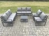 Fimous Aluminium Outdoor Lounge Sofa Set Garden Furniture Sets with Square Coffee Table 2 Chairs Dark Grey 8 Seater