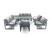 Fimous Garden Sofa Set Aluminium Furniture Rising Dining Tabe Set with 3 Chair Side Table Dark Grey