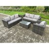 Fimous 7 Seater Rattan Garden Furniture Set Indoor Outdoor Patio Sofa Set with Oblong Coffee Table Armchair Dark Grey Mixed