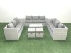 Fimous Rattan Garden Outdoor Furniture Set 11 Seater Garden Sofa Coffee Table Set with 2 Small Footstool Light Grey Mixed