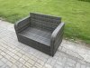 Fimous Rattan Garden Furniture Set 6 Seater Patio Outdoor Love Sofa Set with Rectangular Dining Table Dark Grey Mixed