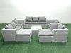 Fimous Outdoor Rattan Sofa Garden Furniture Set with 2 Armchairs Square Coffee Table 2 Big Footstools Light Grey Mixed