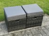 Fimous Outdoor Lounge Sofa Set Wicker PE Rattan Garden Furniture Set with Rectangular Dining Table 2 Seat Sofa 3 Footstools Side Table Dark Grey Mixed