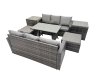 Fimous Garden Rattan Outdoor Furniture Set 8 Seater with 3 Seater Sofa 2 Side Table 2 Big Stools Dark Grey