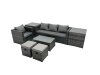 Fimous Outdoor Coffee Table Sofa Armchair Set with 2 Side Tables 2 Small Footstools Garden Furniture Set Dark Grey Mixed
