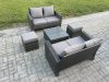 Fimous Rattan Garden Furniture Set 5 piece Patio Rattan Furniture Sofa Weaving Wicker includes 2 Double Seat Sofa, Coffee Table and 2 Small Footstools