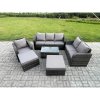 Fimous 8 Seater Garden Furniture Set Rattan Outdoor Lounge Sofa Chair With Tempered Glass Table 2 Big Footstool Dark Grey Mixed