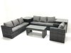 Fimous 7 Seater Rattan Garden Furniture Set Outdoor Lounger Sofa with Coffee Table Armchair 2 Side Tables Dark Grey Mixed