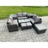 Fimous Outdoor Garden Furniture Sets 9 Pieces Wicker Rattan Furniture Sofa Sets with Rectangular Coffee Table Love seat Sofa 3 Footstools 2 Side Tables