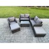 Fimous 7 Seater Garden Furniture Set Rattan Outdoor Lounge Sofa Chair With Tempered Glass Table 2 Big Footstool Dark Grey Mixed