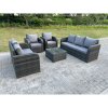 Fimous PE Rattan Garden Furniture Set Adjustable Chair Sofa Double Love Seat 2 Seater Sofa Lounge Set Square Coffee Table