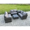 Fimous Outdoor Garden Furniture Sets 6 Seater Wicker Rattan Furniture Sofa Sets with Square Coffee Table Love seat Sofa 2 Small Footstools Side Table