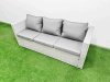 Fimous Rattan Garden Furniture Dining Set 8-seater Patio Rectangular Table 3 Seater Sofa Set with 2 Side Tables 2 Big Stools Light Grey