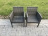 Fimous Outdoor Rattan Garden Furniture Set Gas Fire Pit Rectangular Table Sets Gas Heater with 4 Seater Dining Cahirs Dark Grey Mixed