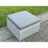 Fimous Light Grey Rattan Footstool Patio Outdoor Garden Furniture Accessory With Thick Dark Grey Cushion