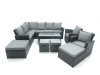Fimous 12 Seat Rattan Garden Furniture Corner Sofa Set Outdoor Patio Sofa Chair Table Set with 2 Small Footstools 2 Big Footstools Dark Grey Mixed