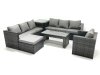 Fimous Rattan Garden Furniture Set Outdoor 8 Seater Patio Conversation Sets with Glass Top Coffee Table Side Table