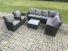 Fimous Rattan Garden Furniture Set Outdoor Lounge Corner Sofa Set With Square Coffee Table 2 Chairs 8 Seater Dark Grey Mixed