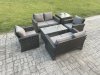 Fimous 6 Seater Dark Grey Mixed High Back Rattan Sofa Set Coffee Table Garden Furniture Outdoor Patio With Love Sofa Arm Chairs Side Table