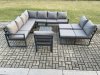 Fimous 12 Seater Outdoor Aluminium Garden Furniture Set Corner Lounge Sofa Set with Square Coffee Table 2 Big Footstools Dark Grey