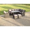 9 Seater High Back Dark Mixed Grey Rattan Corner Sofa Set Outdoor Furniture Rectangular Dining Table 2 Footstools Chair