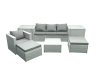 Fimous Garden Outdoor Furniture Set 6 Seater Rattan Sofa Set with 2 Big Footstools Armchair 2 Side Tables Light Grey Mixed