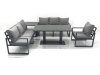 Fimous Outdoor Garden Furniture Set Aluminium Lounge Sofa Adjustable Rising Lifting Dining Table Sets with Side Table Dark Grey