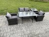 Fimous PE Wicker Outdoor Garden Furniture Set Patio Furniture Rattan Rectangular Dining Table Lounge Sofa with Side Table