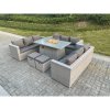 Fimous Light Grey U Shape Lounge Sofa Dining Set With Gas Heater Fire pit Burner 2 PC Small Footstool