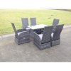 Fimous Oblong Rectangular Table Adjustable Reclining Chair Rattan Dining Set Outdoor Garden Furniture Table And Chair Set Mixed Grey 6 Chairs