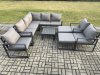 Fimous 10 Seater Outdoor Aluminium Garden Furniture Set Corner Lounge Sofa Set with Square Coffee Table Chair 2 Big Footstools Dark Grey