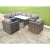 Fimous Rattan Corner Sofa Set Garden Furniture With 2 Chairs And Dining Table Left Hand