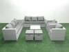 Fimous Outdoor Rattan Sofa Garden Furniture Set with 2 Armchairs Square Coffee Table 2 Small Footstools Light Grey Mixed