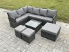 Fimous 9 Seater Outdoor Garden Furniture Set Wicker PE Rattan Corner Sofa Set with Square Coffee Table 3 Footstools Dark Grey Mixed