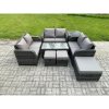 Fimous Outdoor Garden Furniture Sets 8 Pieces Wicker Rattan Furniture Sofa Sets with Rectangular Coffee Table Love seat Sofa 3 Footstools Side Table