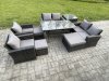 Fimous Garden Furniture Sets 9 Pieces Rattan Furniture Handmade Wicker Patio Sofa Set with 3 Footstools Side Table Dark Grey Mixed