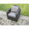 Fimous Outdoor Rattan Garden Furniture Sofa Set Dining Table Height Adjustable Rising Lifting Table Reclining Chairs Love Sofa 6 Seater
