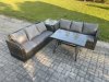 Fimous Garden Furniture Sofa Set Rectangular Dining Table Indoor Outdoor 6 Seater Rattan Set Dark Grey Mixed