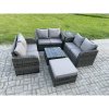 Fimous Outdoor Garden Furniture Sets 7 Seater Wicker Rattan Furniture Sofa Sets with Square Coffee Table Love seat Sofa Big Footstool Side Table