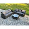 Fimous Indoor Outdoor Rattan Garden Furniture 6 Seater Set Table Sofa Chair Patio Conservatory with Grey Cushions