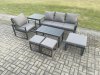 Fimous Aluminium 7 Pieces Garden Furniture Sofa Set with Cushions 7 Seater Outdoor Patio Set with Armchair 3 Footstools Side Table Dark Grey