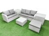 Fimous 6 Seater PE Rattan Wicker Garden Furniture Patio Conservatory Sofa Set with Square Coffee Table 3 Seater Sofa Love Sofa Big Footstool 2 Side Table