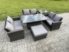 Fimous 7 Seater Rattan Wicker Garden Furniture Patio Conservatory Sofa Set with Height Adjustable Rising Lifting Table Double Seat Sofa Big Footstool Side Table