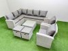 Fimous Outdoor Rattan Garden Furniture Set 10 Seater Corner Sofa Sets with Square Coffee Table Chair 2 Small Footstool Light Grey Mixed
