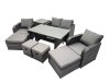 Fimous 8 Seat Outdoor Wicker PE Rattan Garden Furniture Set Dining Table Sofa Sets with 4 Stools Side Table Dark Grey Mixed