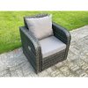 Fimous Single Reclining Rattan Arm Chair Adjustable Sofa Patio Outdoor Garden Furniture With Cushion