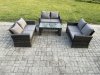 Fimous 6 Seater Rattan Wicker Garden Furniture Patio Conservatory Sofa Set with Coffee Table Double Seater Sofa