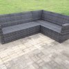 Fimous 7 seater high back dark grey mixed rattan corner sofa set chair square coffee table outdoor furniture right option